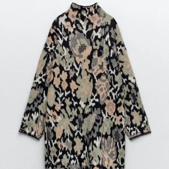 Zara | Sweaters | Zara Floral Jacquard Knit Dress | Poshmark